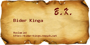 Bider Kinga névjegykártya