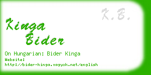 kinga bider business card